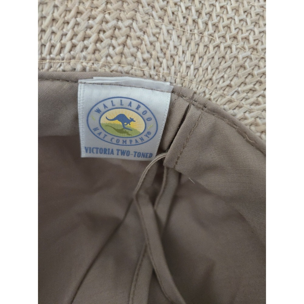 WALLAROO Victoria Brim Sun Hat Adjustable Drawstring Two Tone Beige Lightweight - Picture 6 of 8